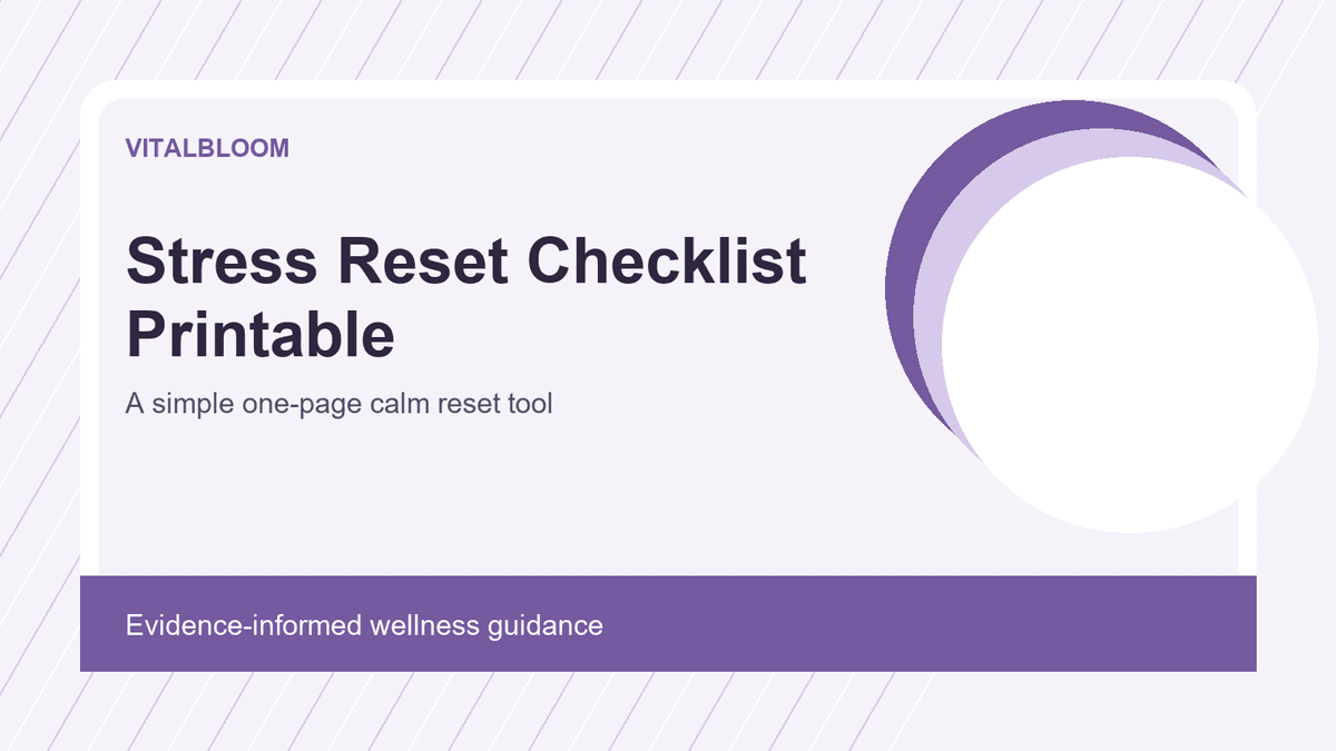 Stress Reset Checklist Printable